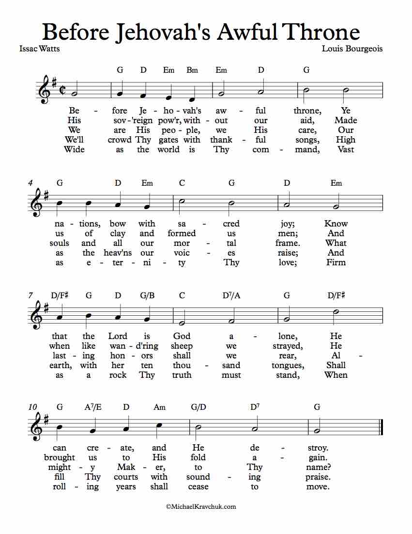 Free Lead Sheet - Before Jehovah's Awful Throne