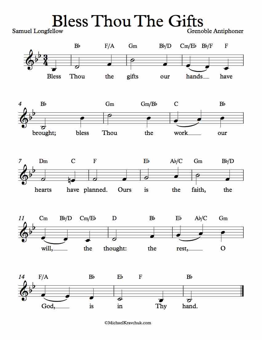 Free Lead Sheet - Bless Thou The Gifts