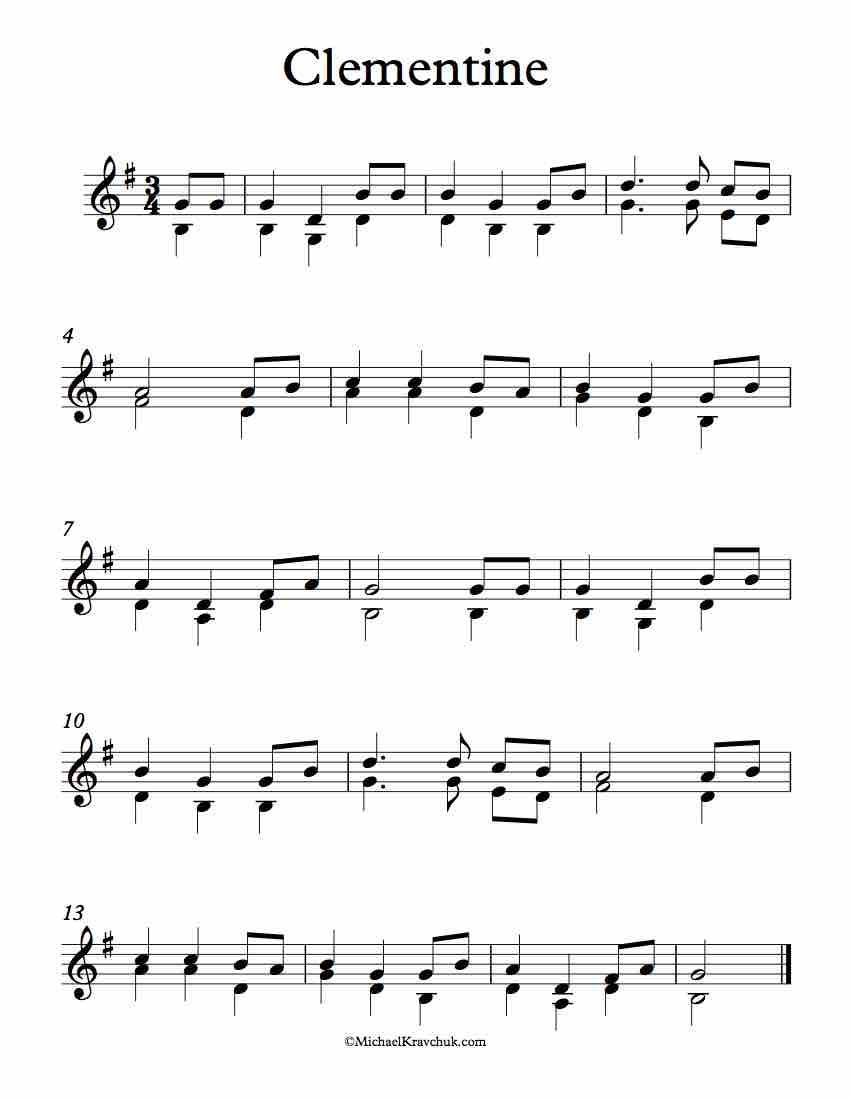 Free Violin Duet Sheet Music - Clementine