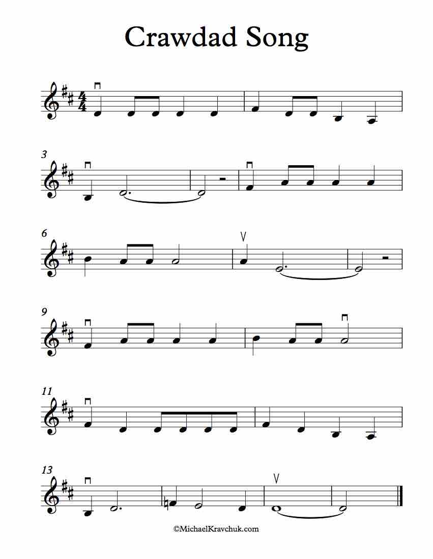 Free Violin Sheet Music - Crawdad Song