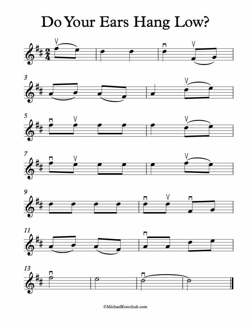 Free Violin Sheet Music - Do Your Ears Hang Low