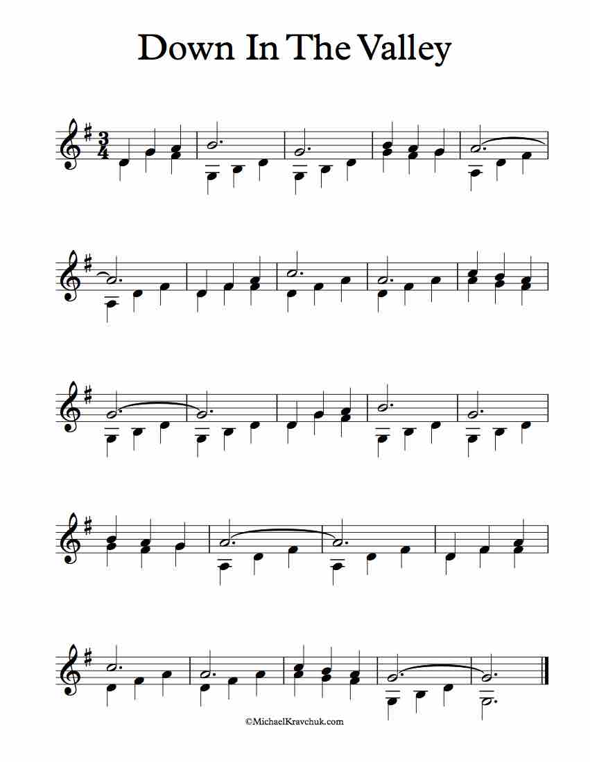 Free Violin Duet Sheet Music – Down In The Valley