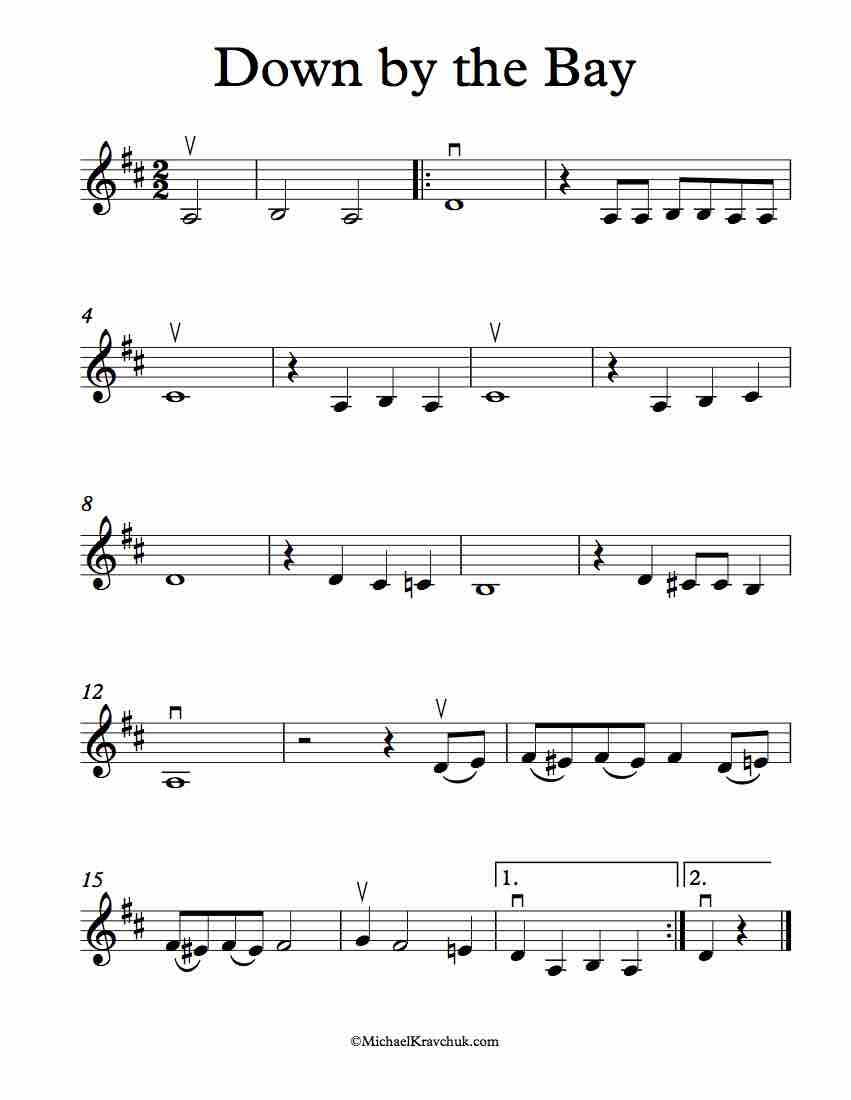 Free Violin Sheet Music - Down By The Bay