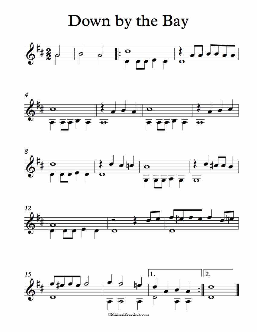 Free Violin Duet Sheet Music – Down By The Bay