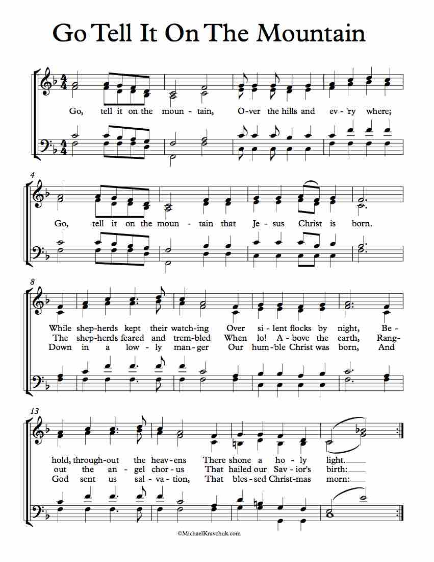 SATB Separate Voice Parts – Go Tell It On The Mountain