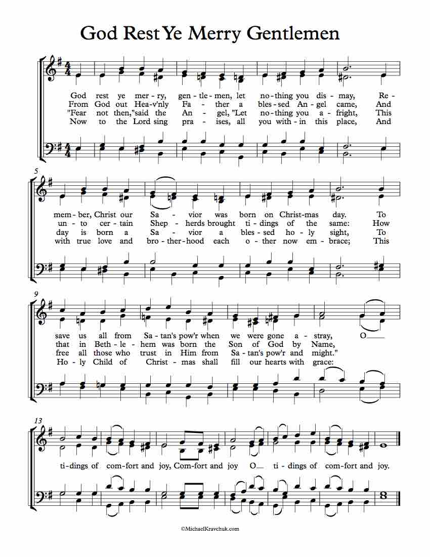 Free Choir Sheet Music - God Rest Ye Merry Gentlemen
