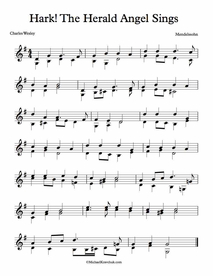 Free Violin Duet Sheet Music - Hark! The Herald Angel Sings