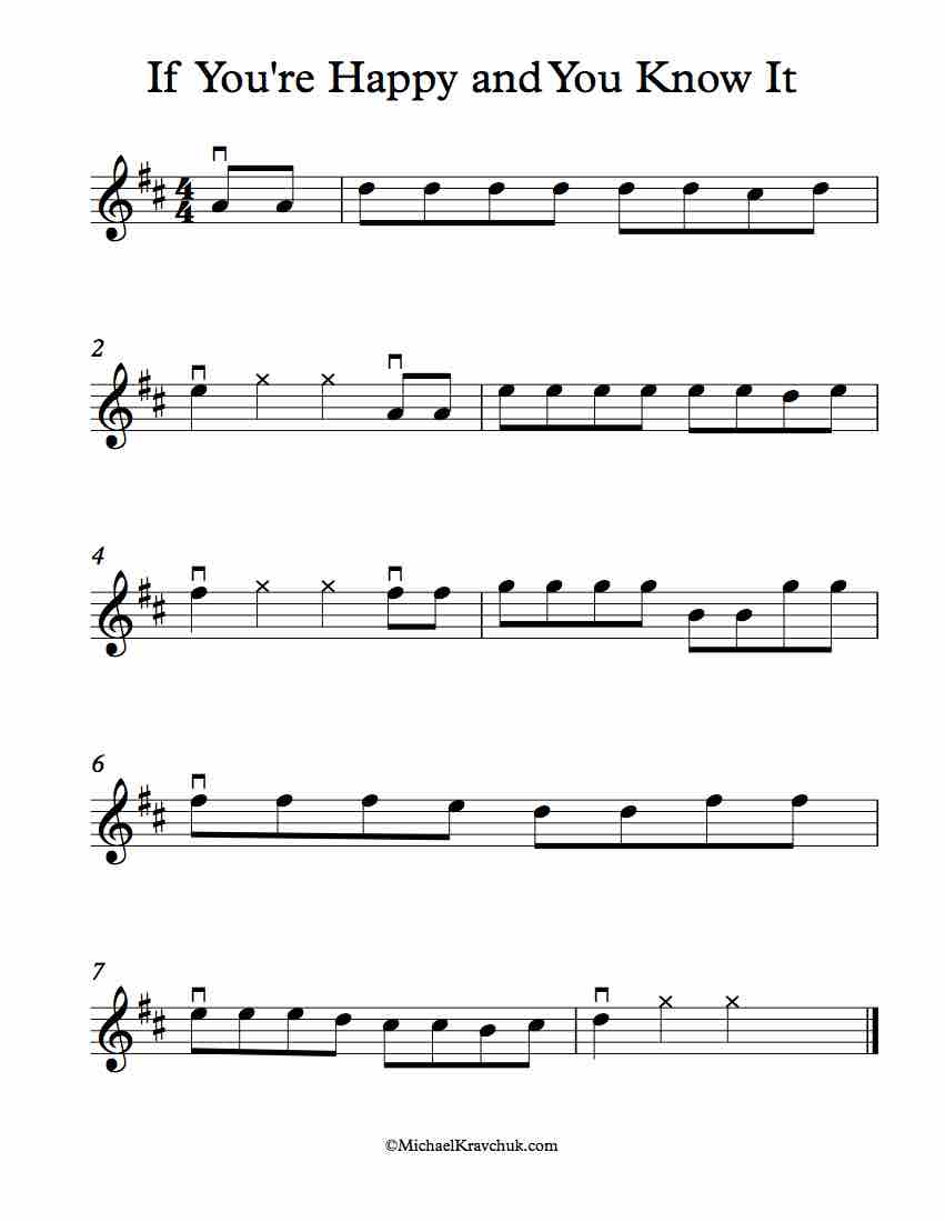 Free Violin Sheet Music - If You're Happy And You Know It