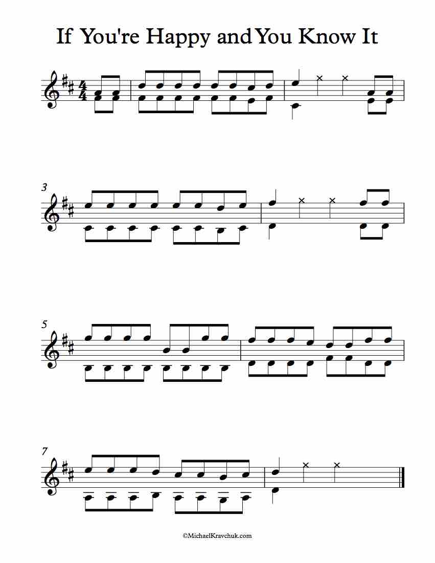 Free Violin Duet Sheet Music - If You're Happy And You Know It