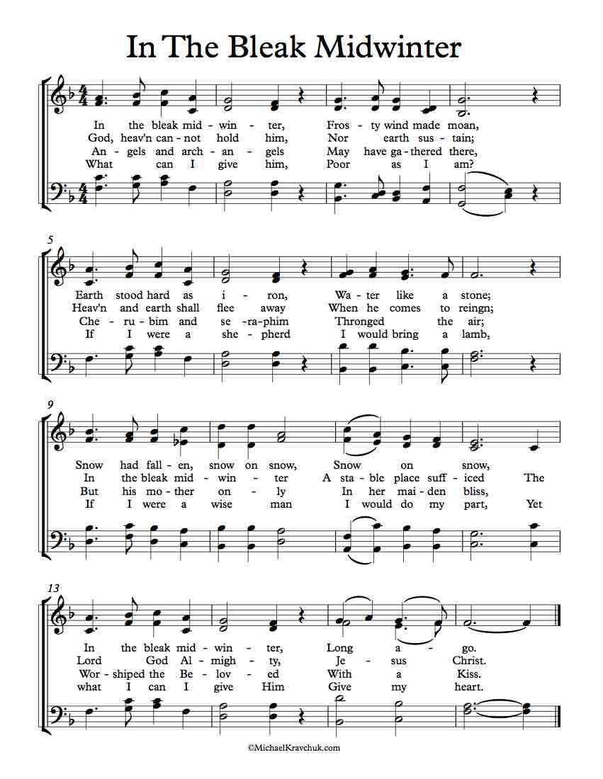 Free Choir Sheet Music - In The Bleak Midwinter