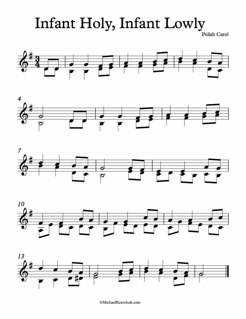 Free Violin Duet Sheet Music - Infant Holy, Infant Lowly