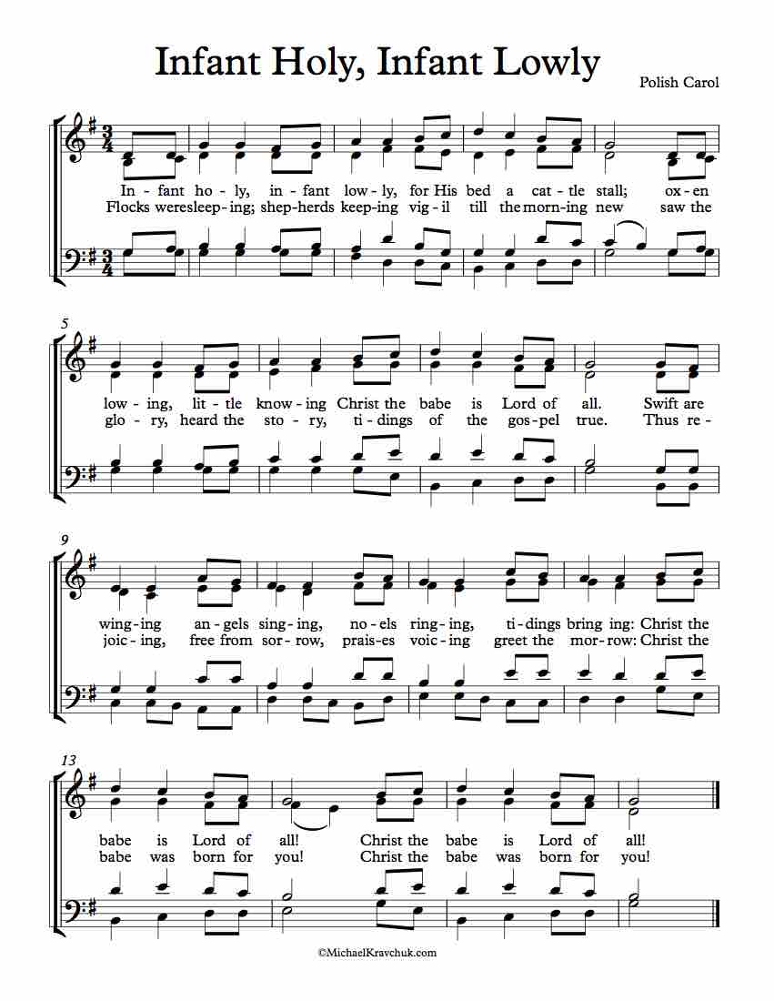 Free Choir Sheet Music - Infant Lowly, Infant Holy
