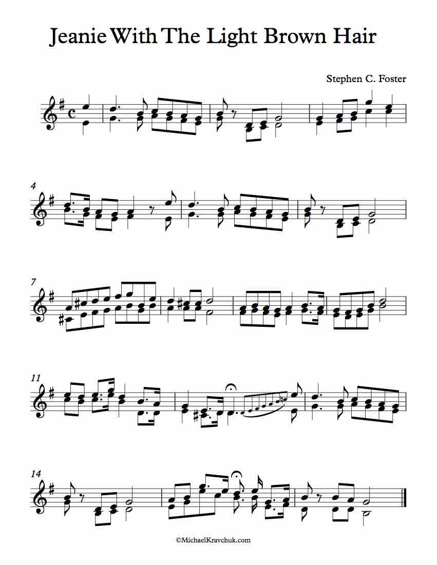Free Violin Duet Sheet Music - Jeanie With The Light Brown Hair