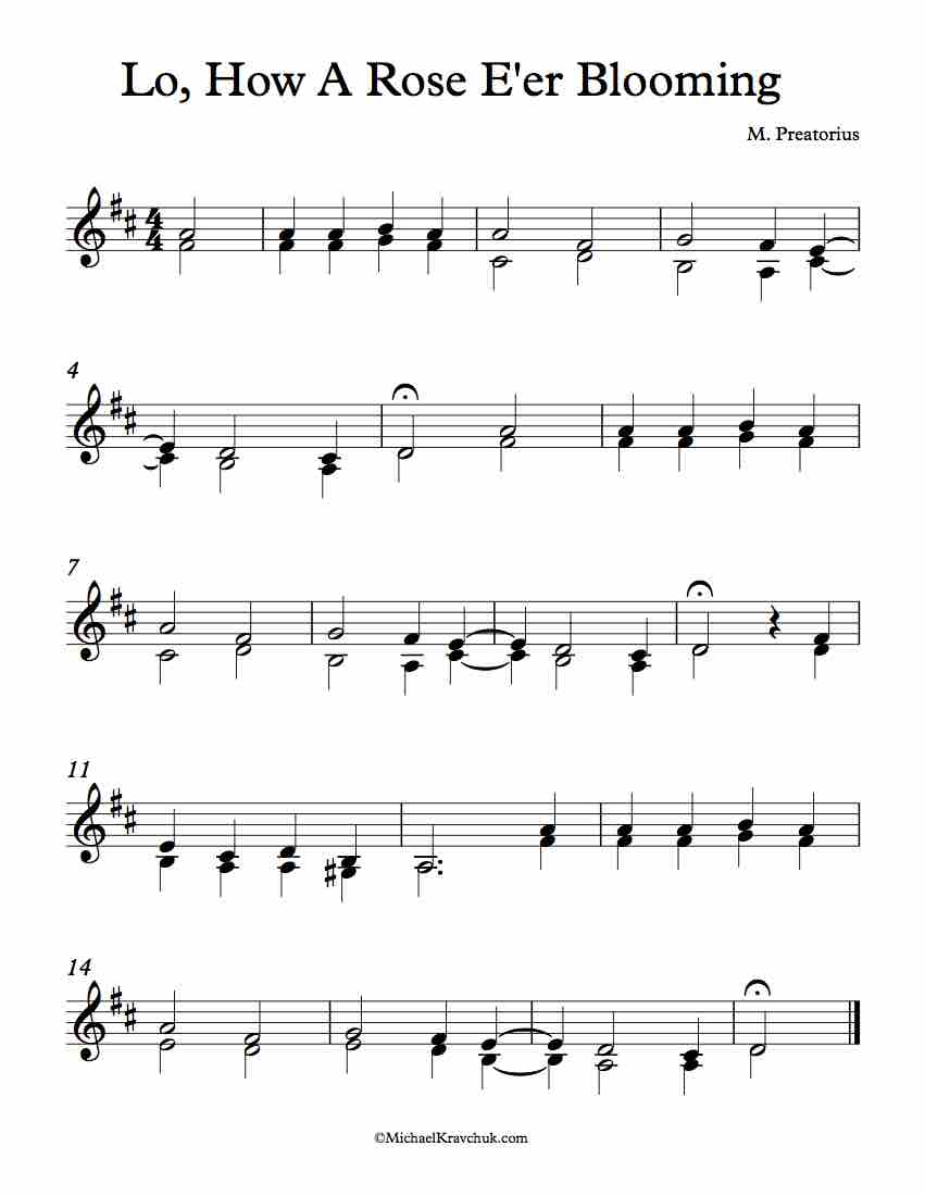 Free Violin Duet Sheet Music - Lo, How A Rose E'er Blooming