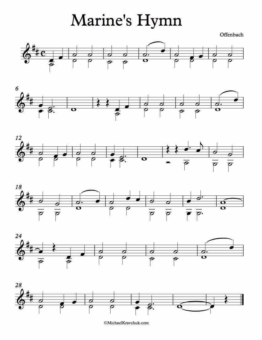Free Violin Duet Sheet Music - Marine's Hymn