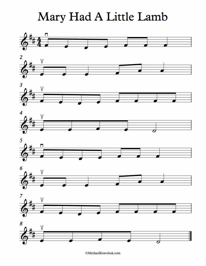 Free Violin Sheet Music - Mary Had A Little Lamb