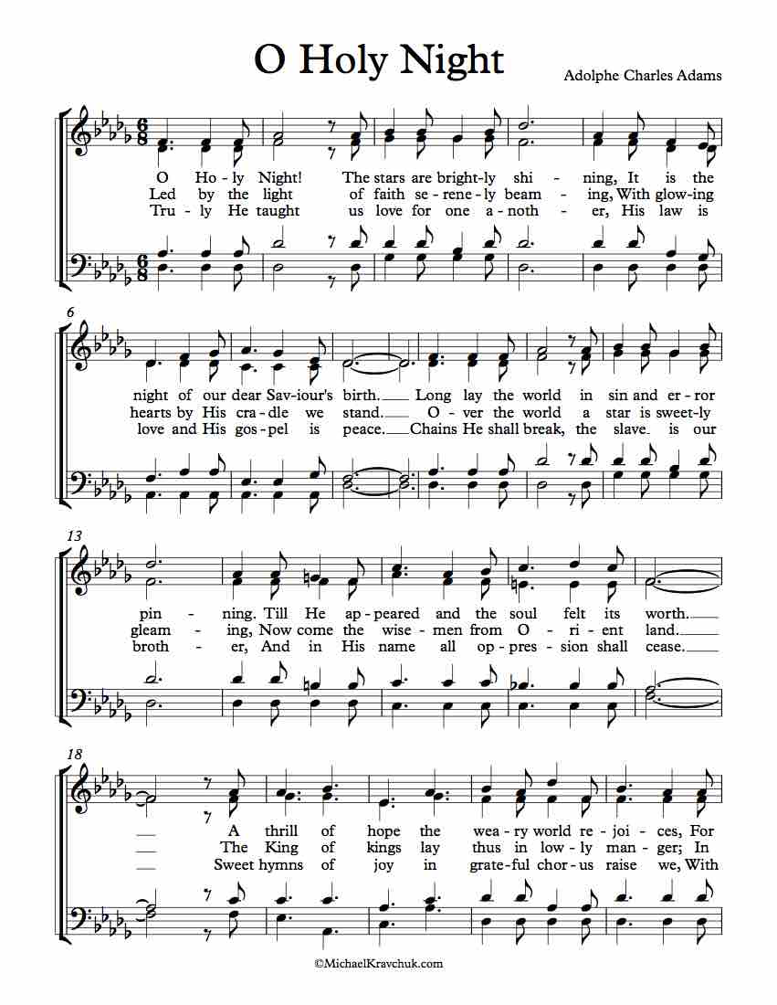 O Holy Night Christmas Carol For Recorder - Free Sheet Music