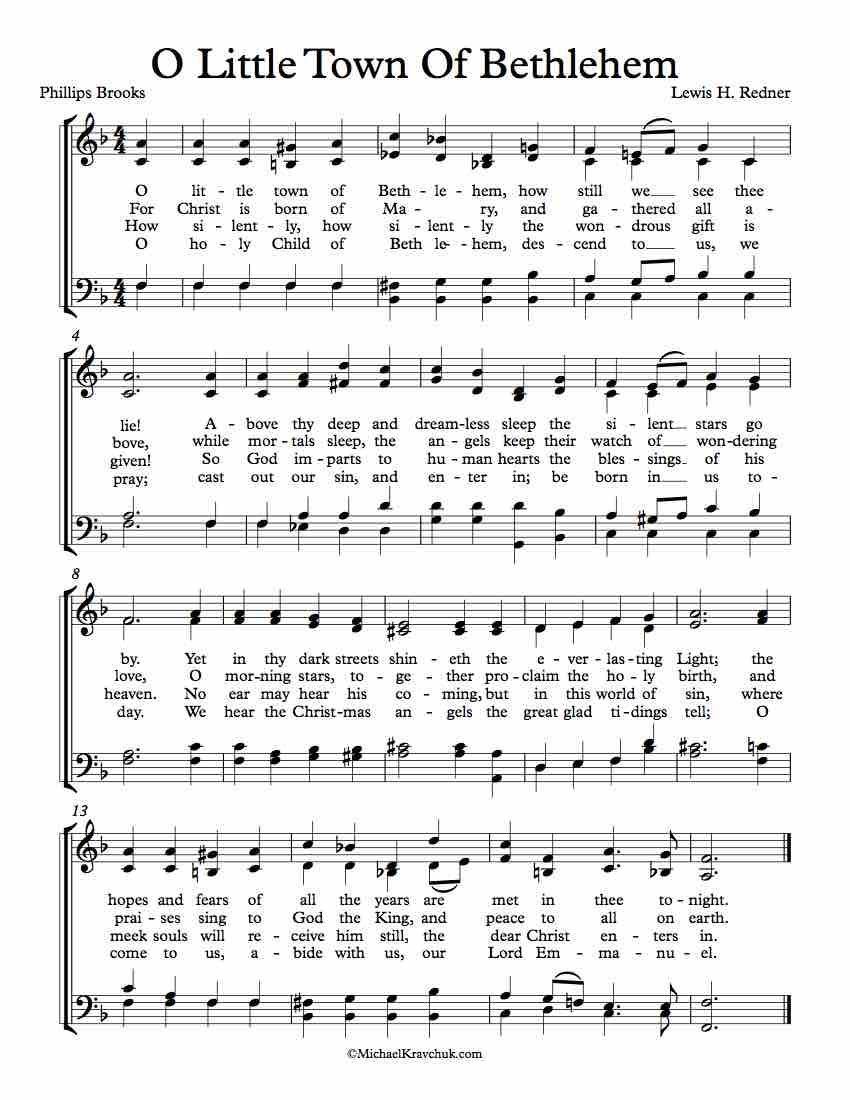 SATB Separate Voice Parts – O Little Town Of Bethlehem