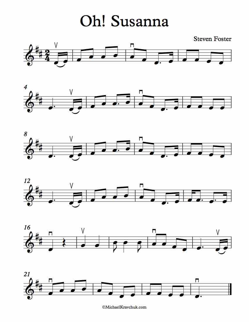 Free Violin Sheet Music - Oh! Susanna