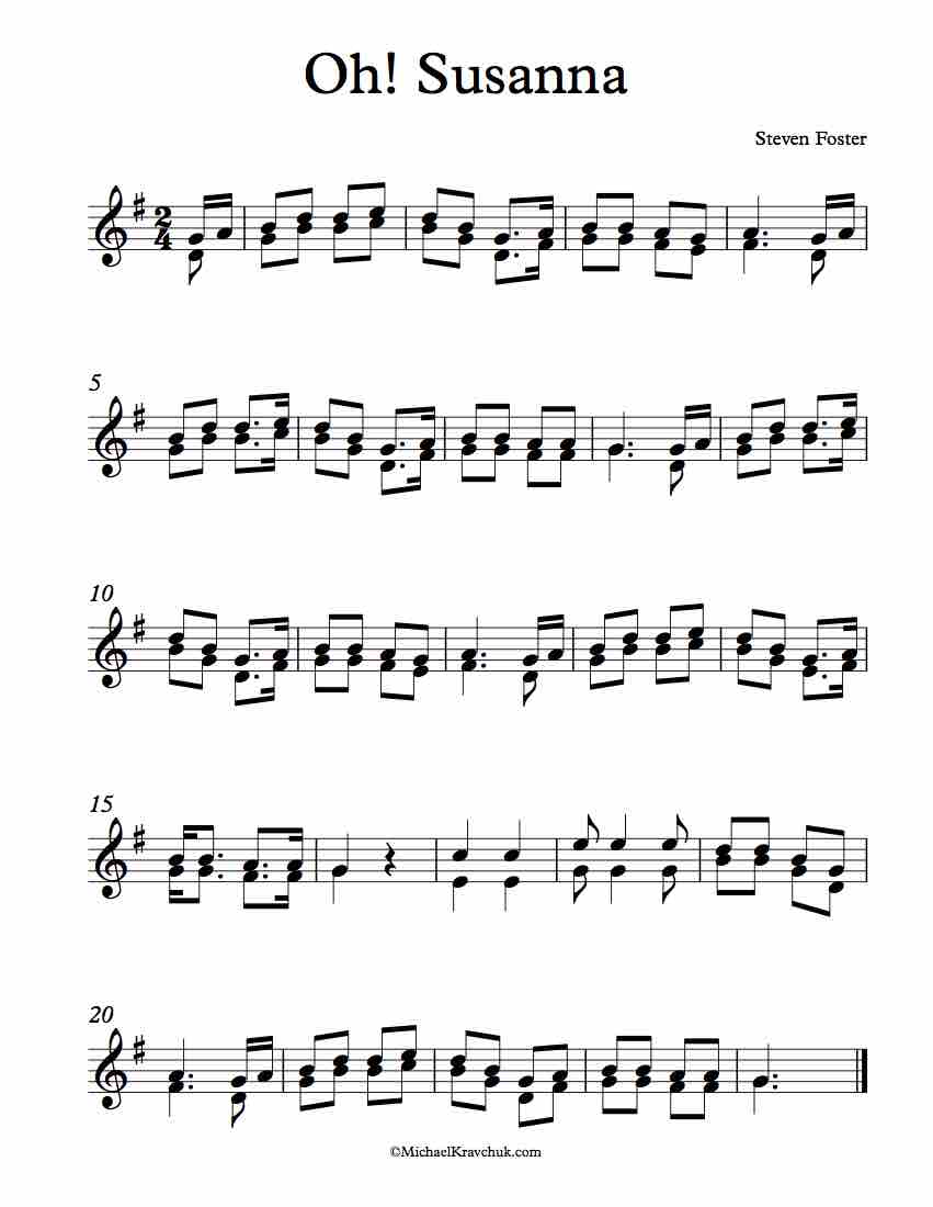 Free Violin Duet Sheet Music - Oh! Susanna