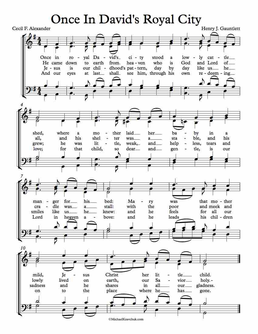 Free Choir Sheet Music - Once In David's Royal City