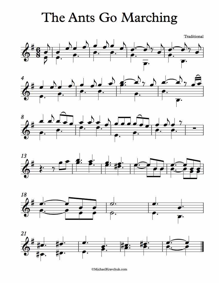 Free Violin Duet Sheet Music - The Ants Go Marching