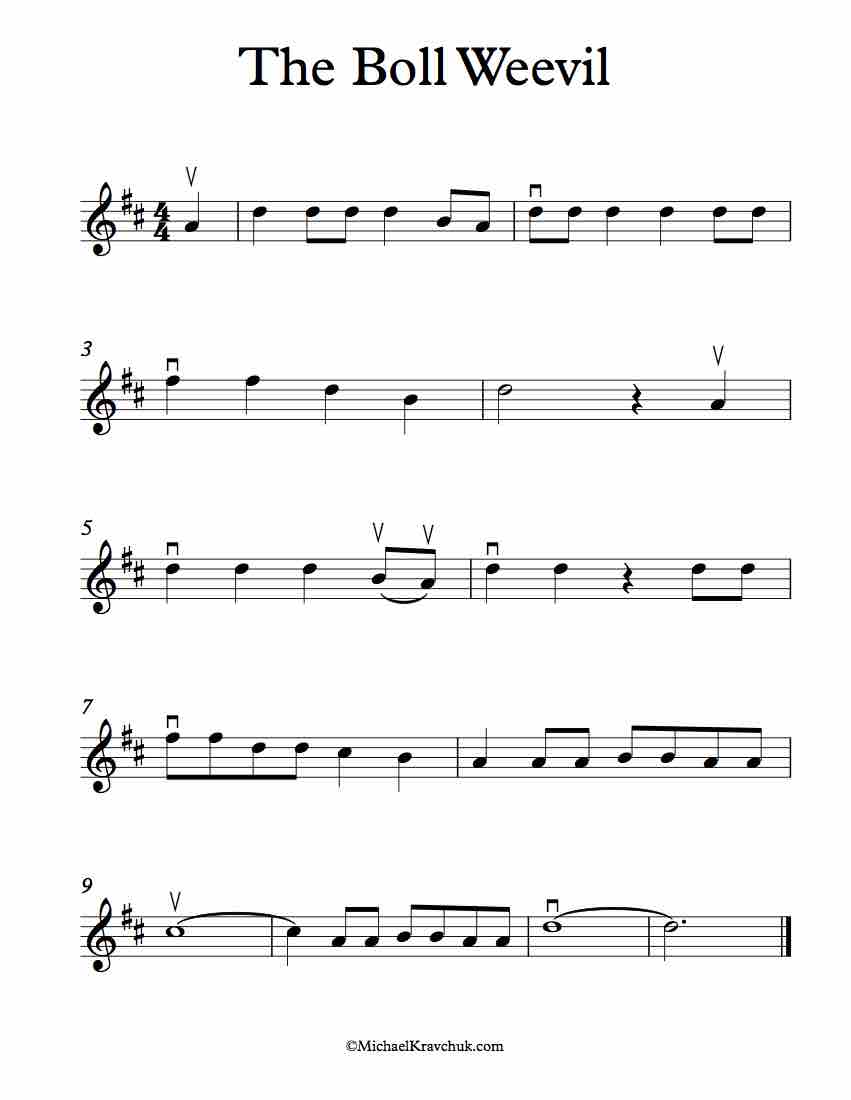 Free Violin Sheet Music - The Boll Weevil