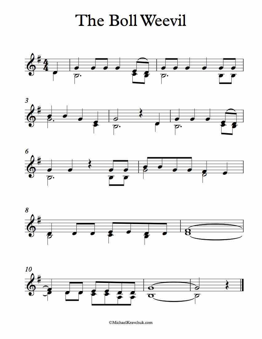 Free Violin Duet Sheet Music - The Boll Weevil
