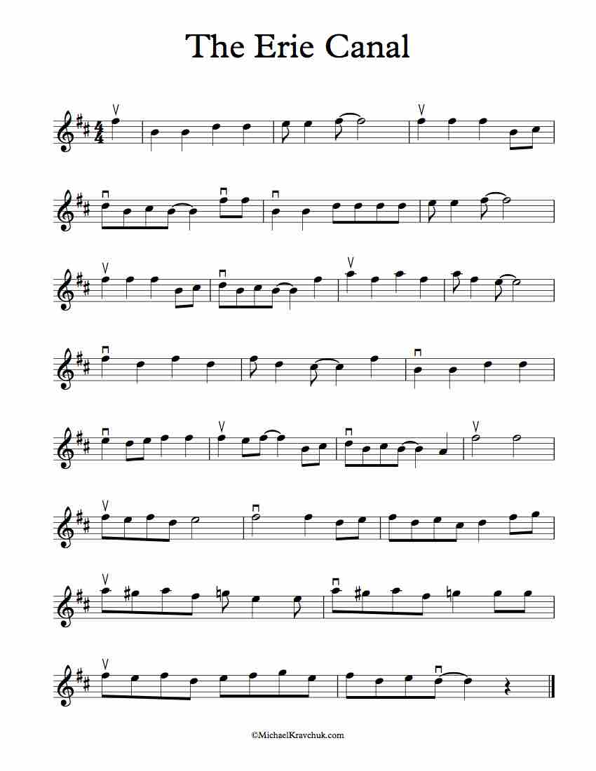 Free Violin Sheet Music - The Erie Canal