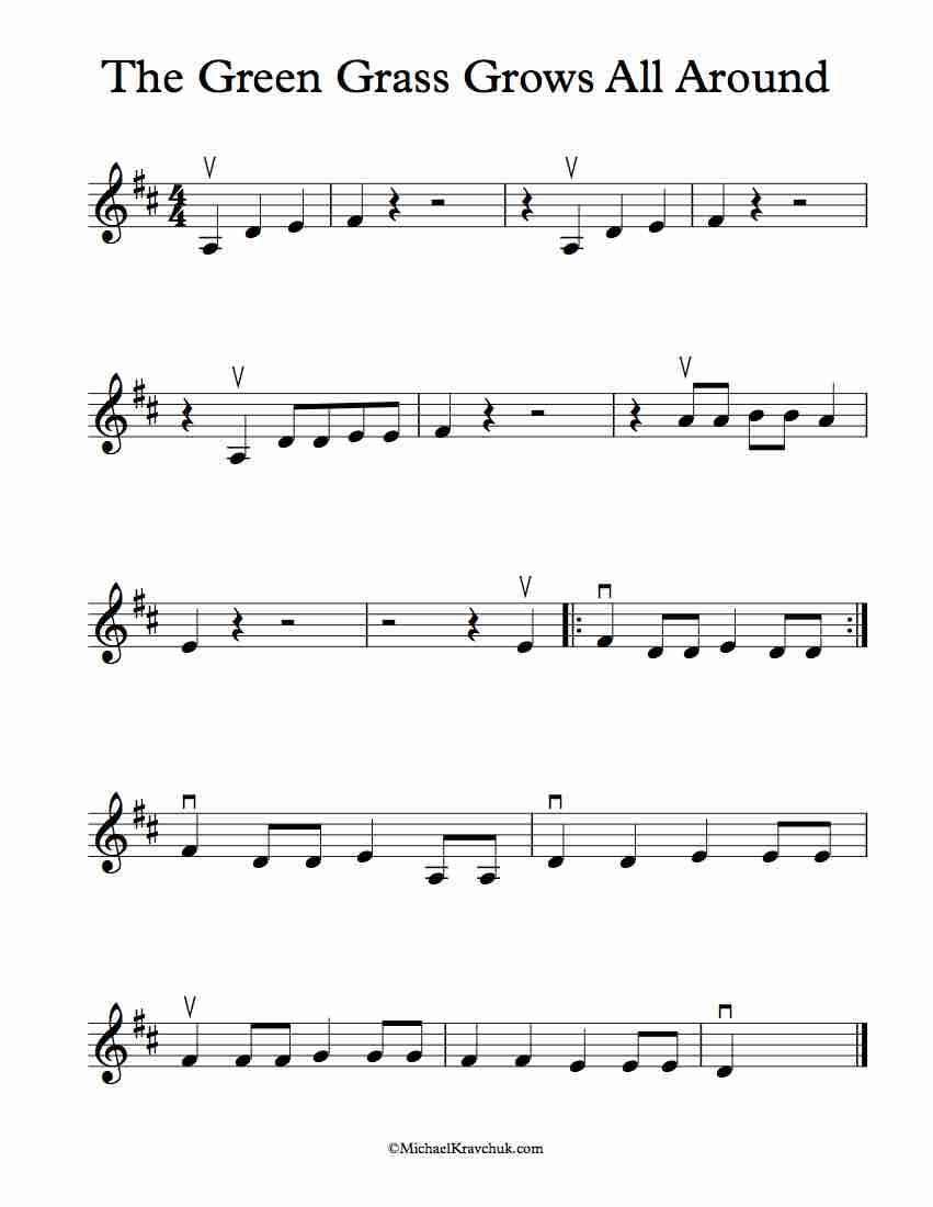 Free Violin Sheet Music - The Green Grass Grows All Around