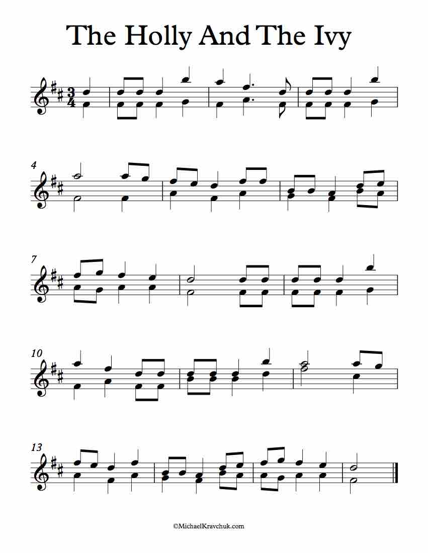 Free Violin Duet Sheet Music - The Holly And The Ivy