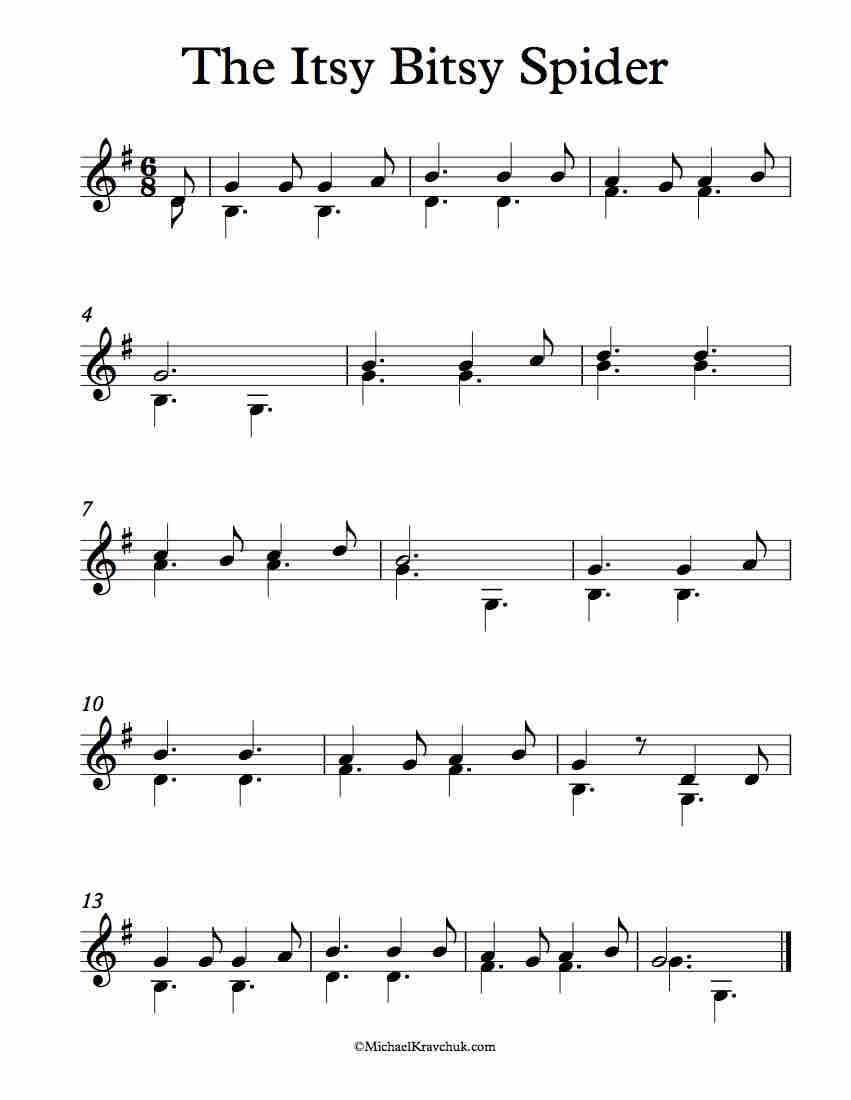 Free Violin Duet Sheet Music - The Itsy Bitsy Spider