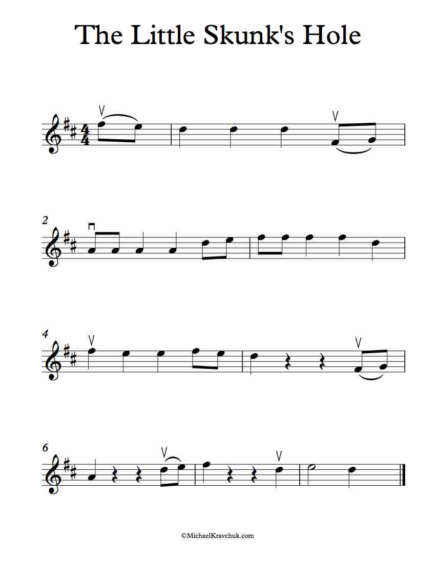 Free Violin Sheet Music - The Little Skunk's Hole