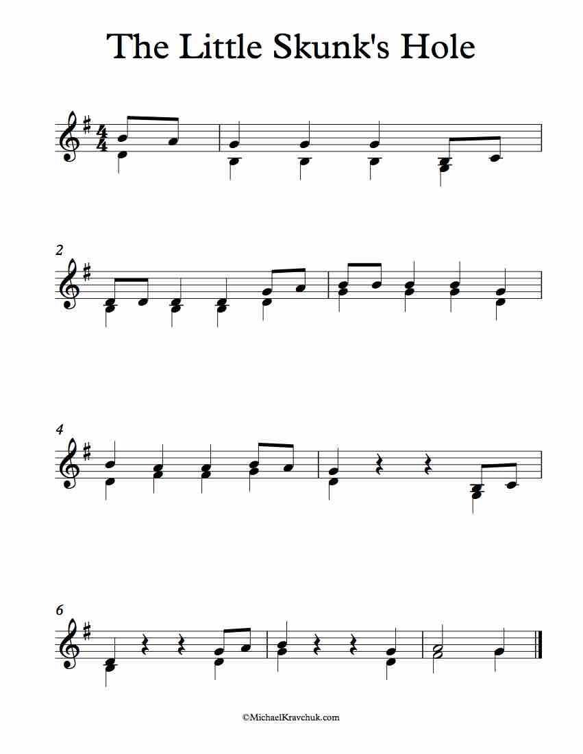 Free Violin Duet Sheet Music - The Little Skunk's Hole