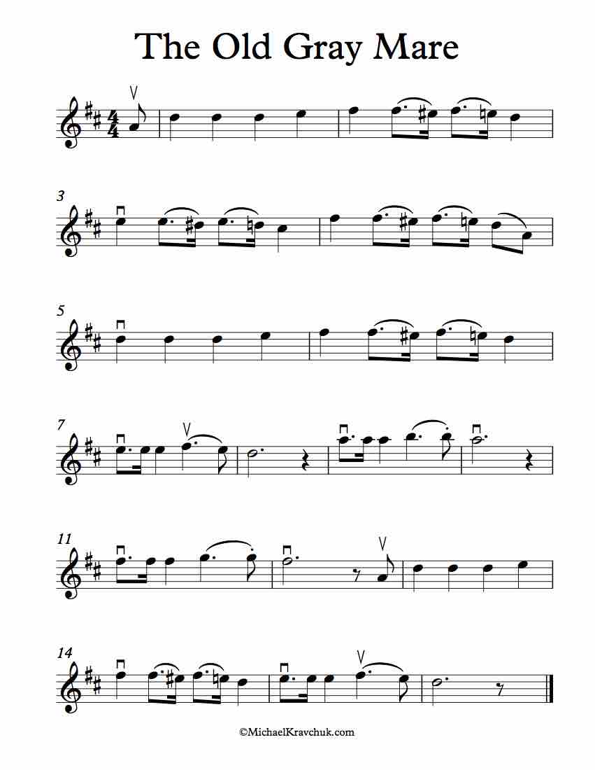 Free Violin Sheet Music - The Old Grey Mare