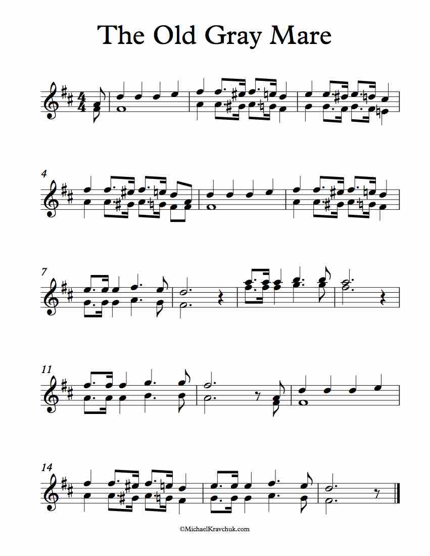 Free Violin Duet Sheet Music - The Old Gray Mare