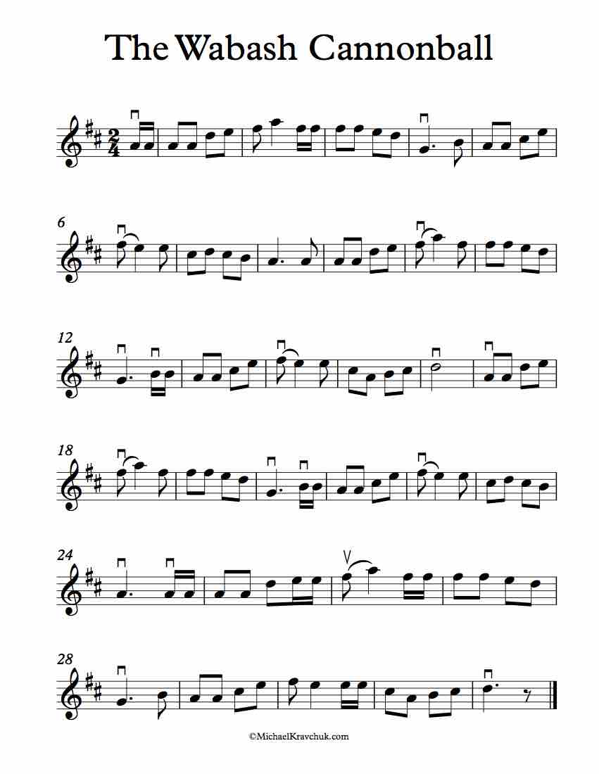Free Violin Sheet Music - The Wabash Cannonball