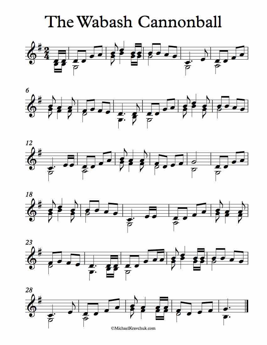 Free Violin Duet Sheet Music - The Wabash Cannonball