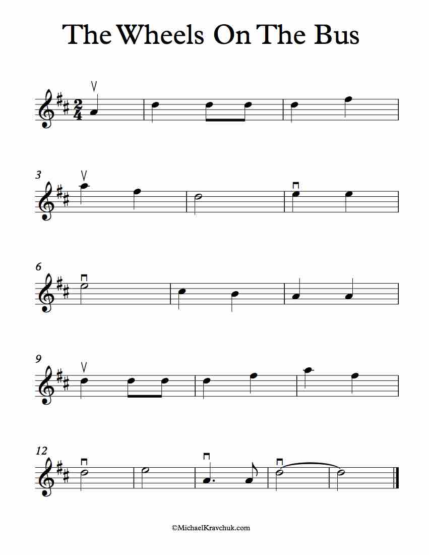 Free Violin Sheet Music - The Wheels On The Bus