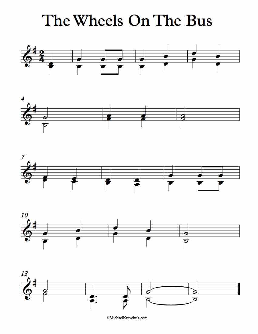 Free Violin Duet Sheet Music - The Wheels On The Bus