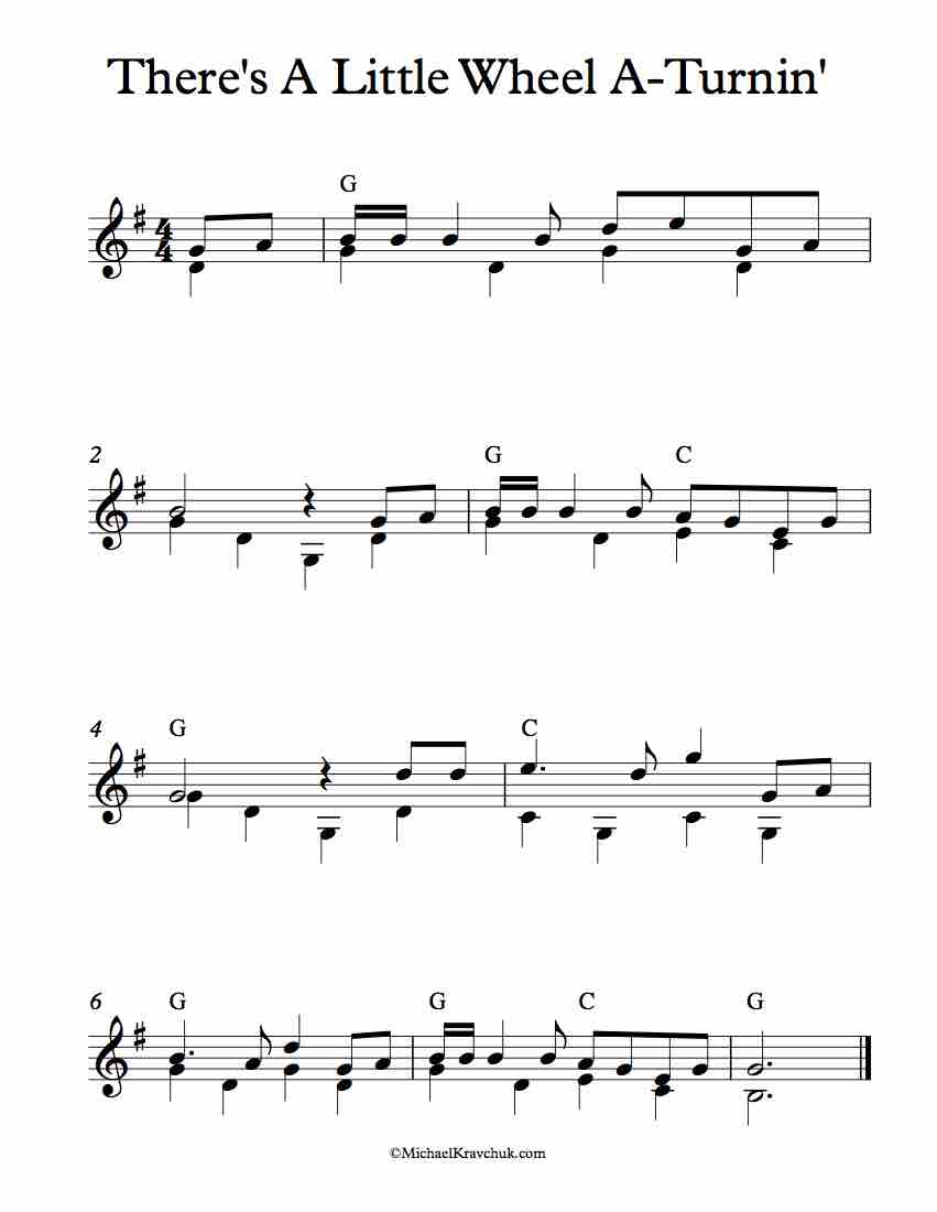 Free Violin Duet Sheet Music - There's A Little Wheel A-Turnin'