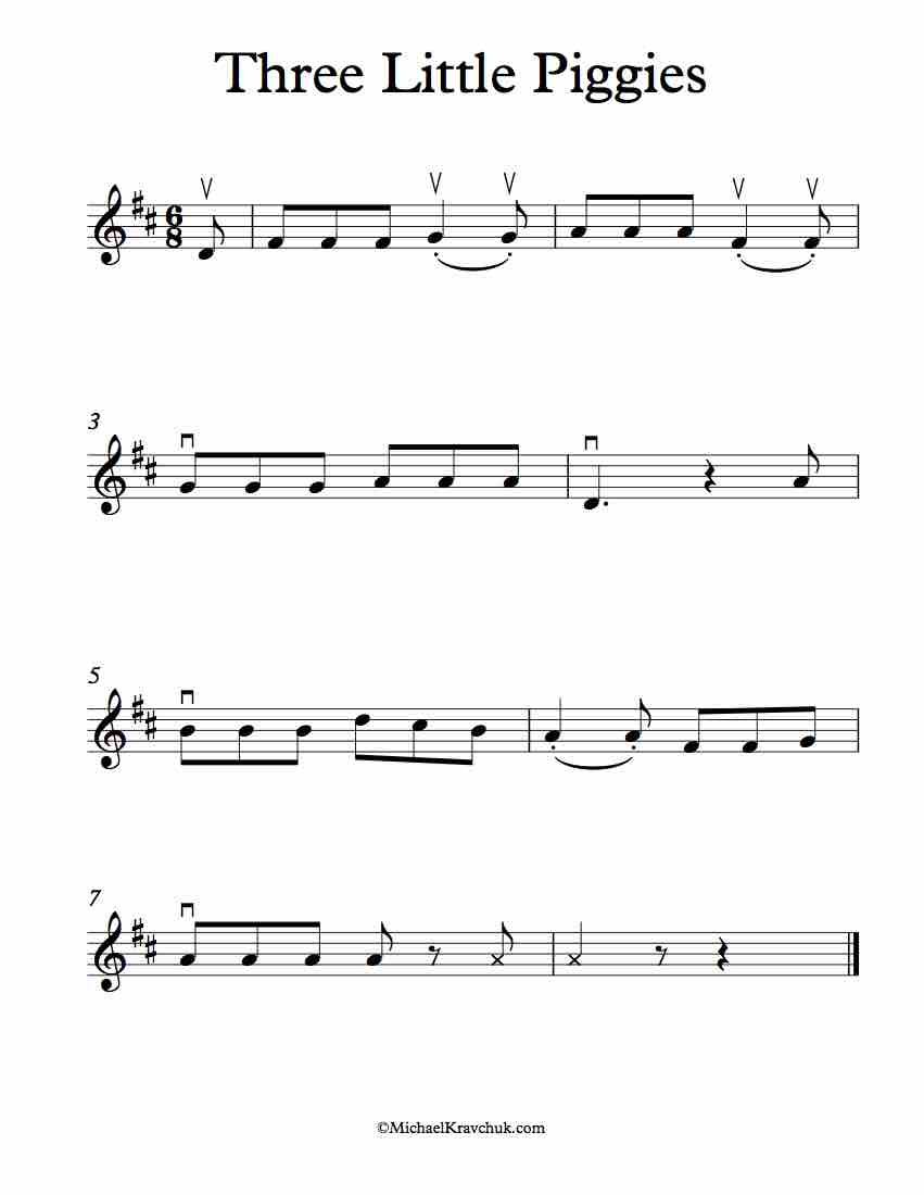 Free Violin Sheet Music - Three Little Piggies