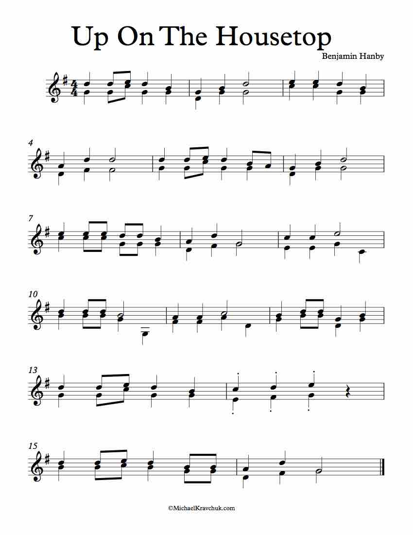 Free Violin Duet Sheet Music - Up On The Housetop