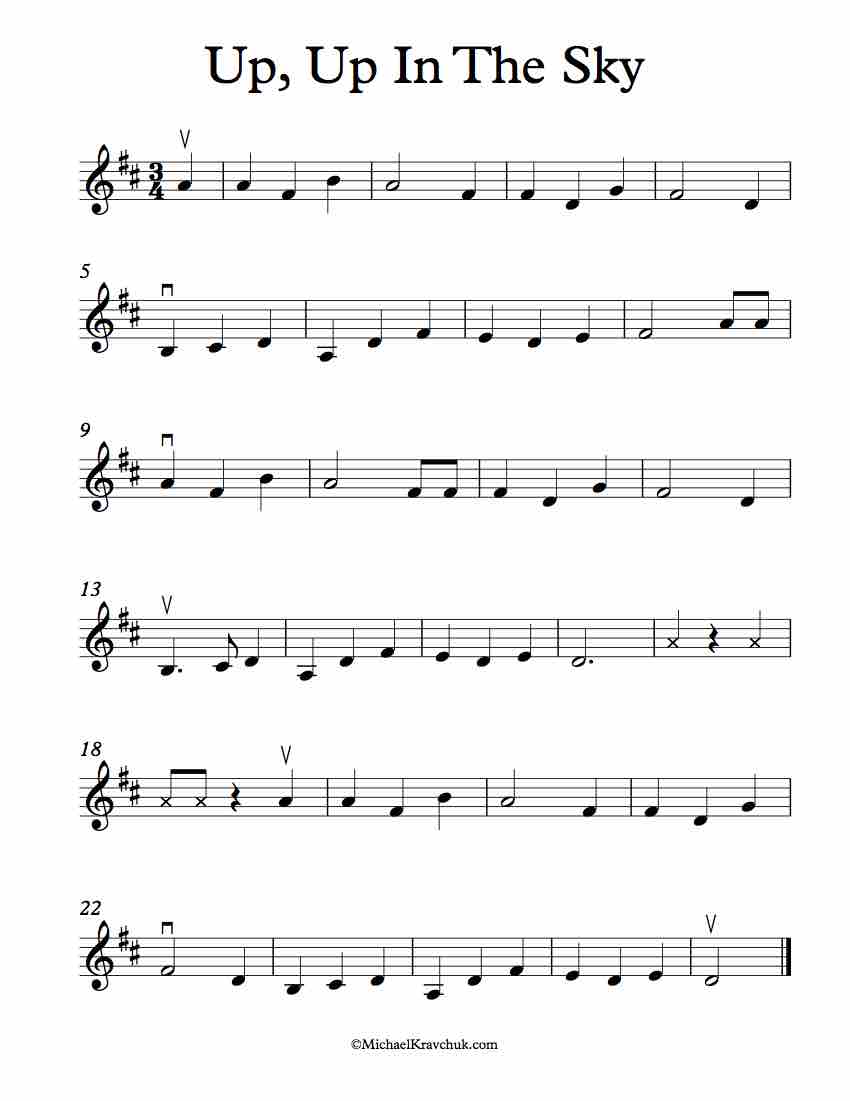Free Violin Sheet Music - Up, Up In The Sky