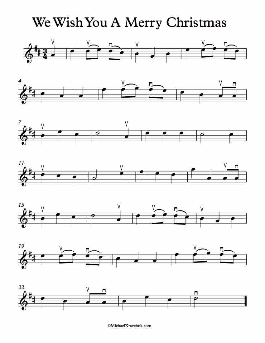 Free Violin Sheet Music - We Wish You A Merry Christmas