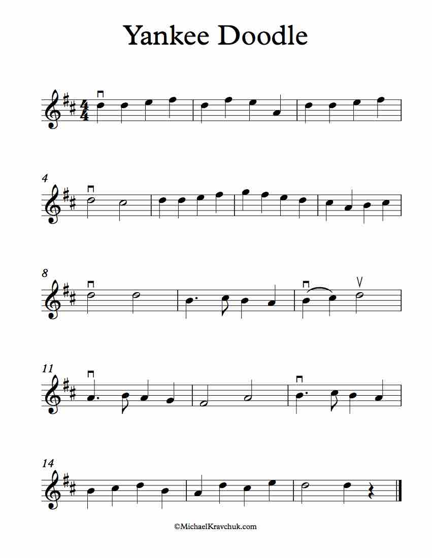 Free Violin Sheet Music - Yankee Doodle