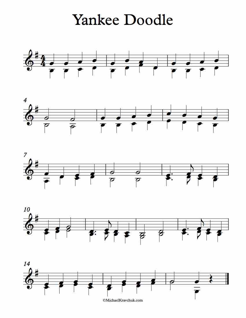 Free Violin Duet Sheet Music - Yankee Doodle