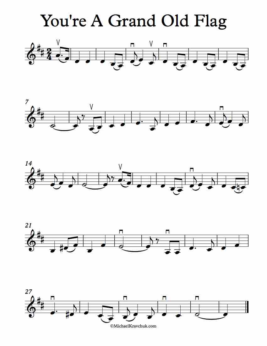 Free Violin Sheet Music - You're A Grand Old Flag