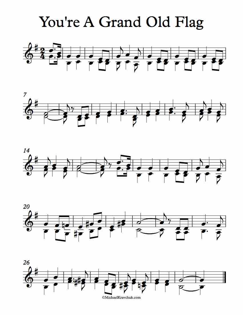 Free Violin Duet Sheet Music - You're A Grand Old Flag