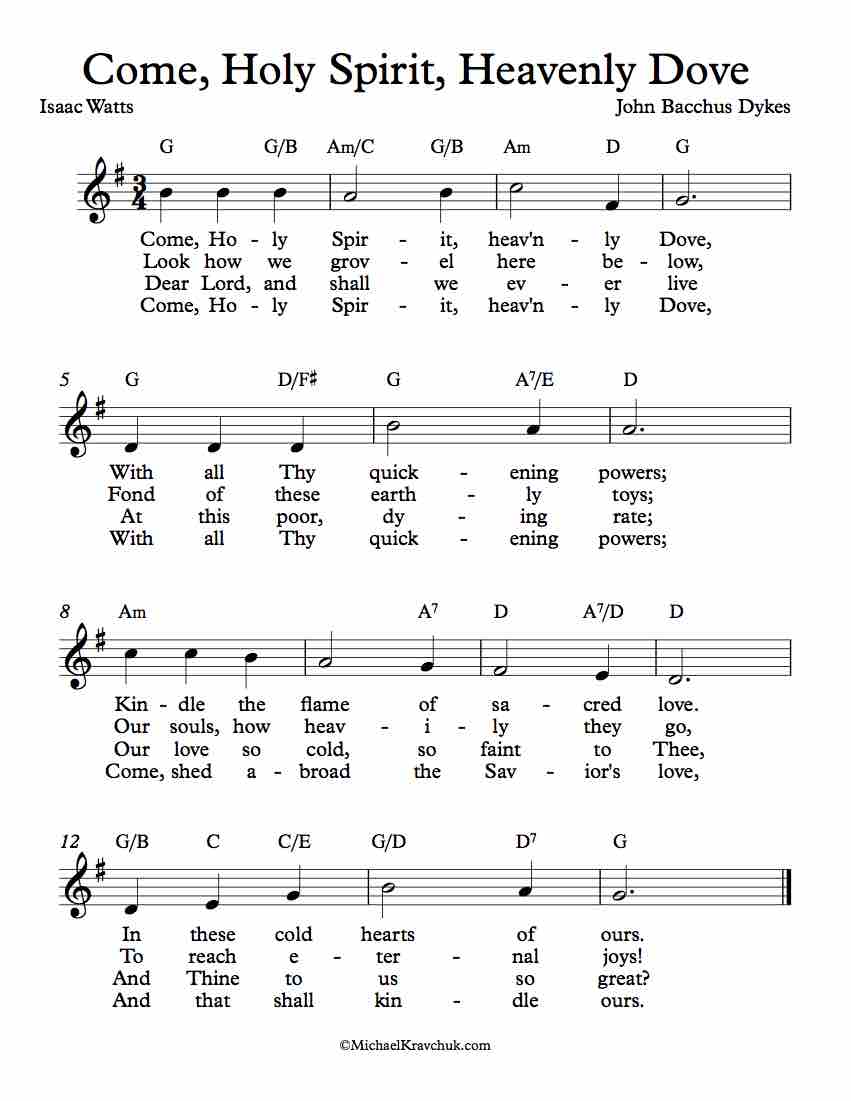 Free Lead Sheet - Come, Holy Spirit, Heavenly Dove